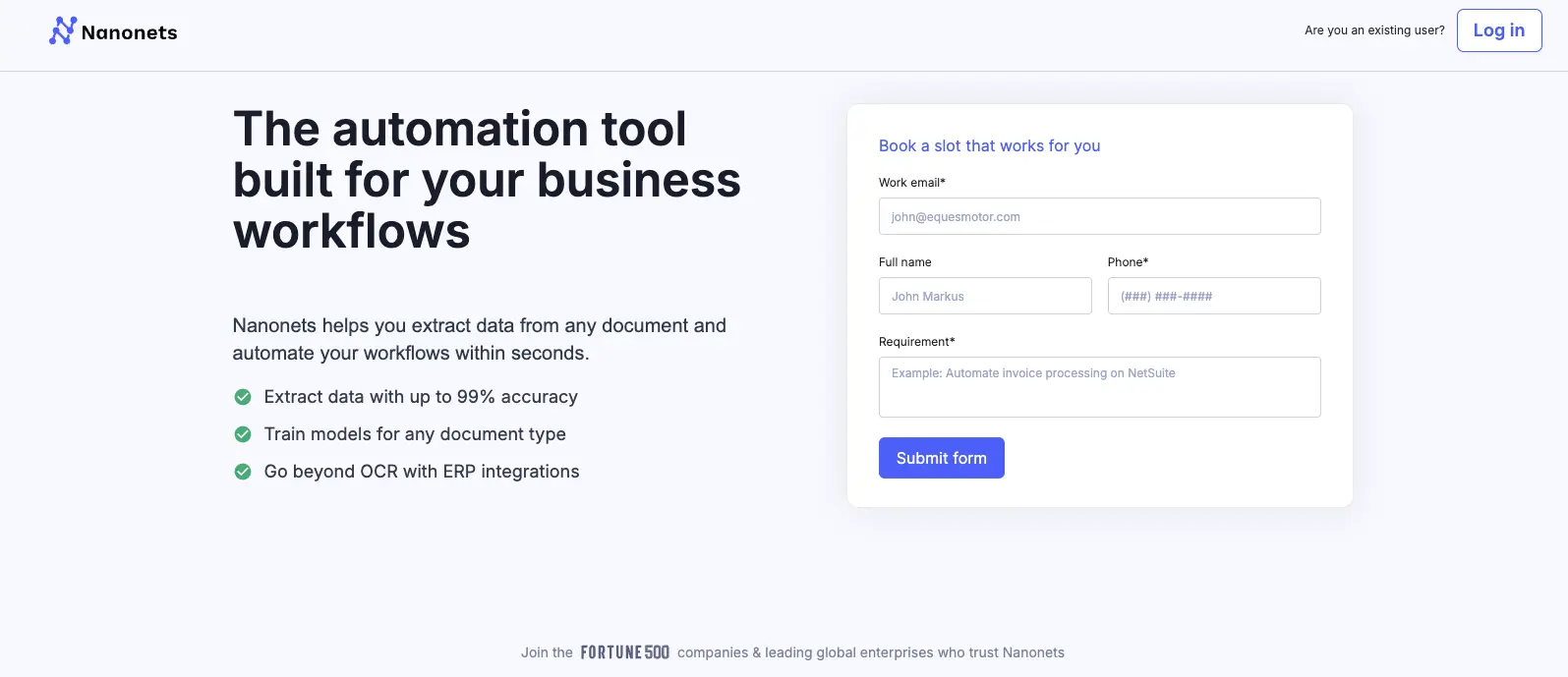 Nanonets OCR Dashboard