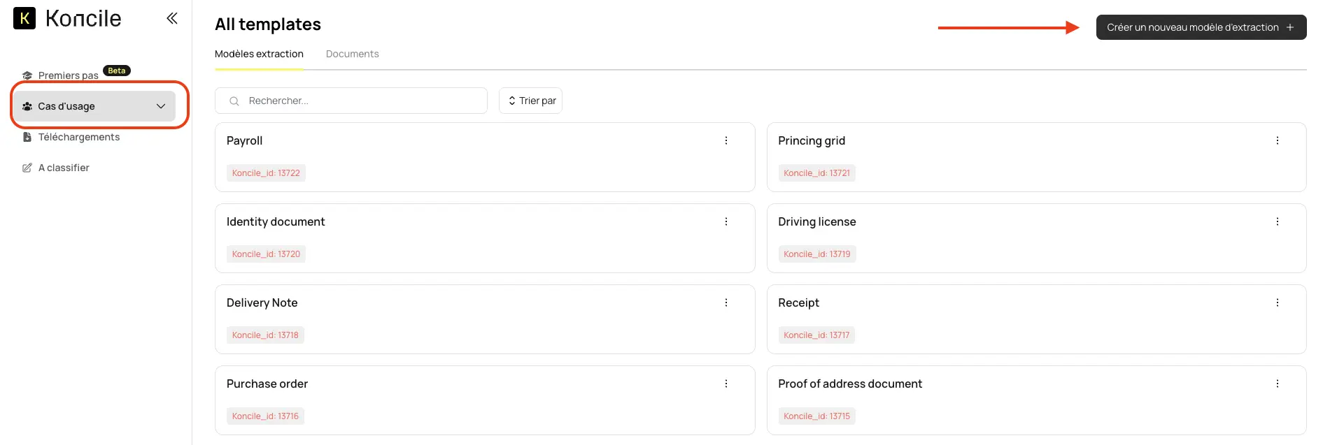 Koncile OCR Modell erstellen