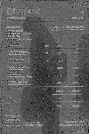 OpenCV detection result highlighting the imported signature clearly standing out from the rest of the invoice.