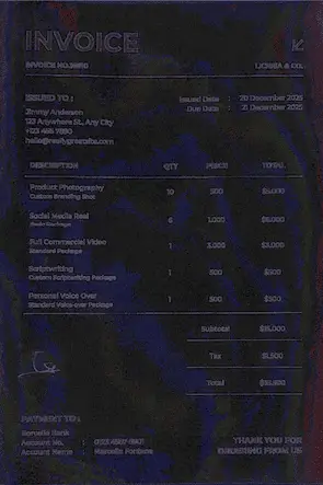 ELA analysis result on the compressed document. The imported signature is faintly visible and becomes clearer when zoomed in.