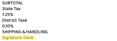 Pen to Print OCR output showing extracted signature “Dave” from business invoice