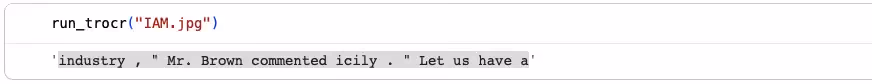 TrOCR model successfully recognizing handwritten IAM sentence “Mr. Brown commented icily”