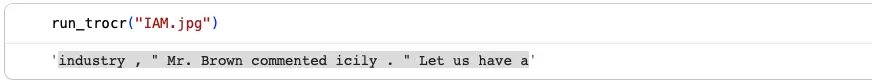 TrOCR model successfully recognizing handwritten IAM sentence “Mr. Brown commented icily”