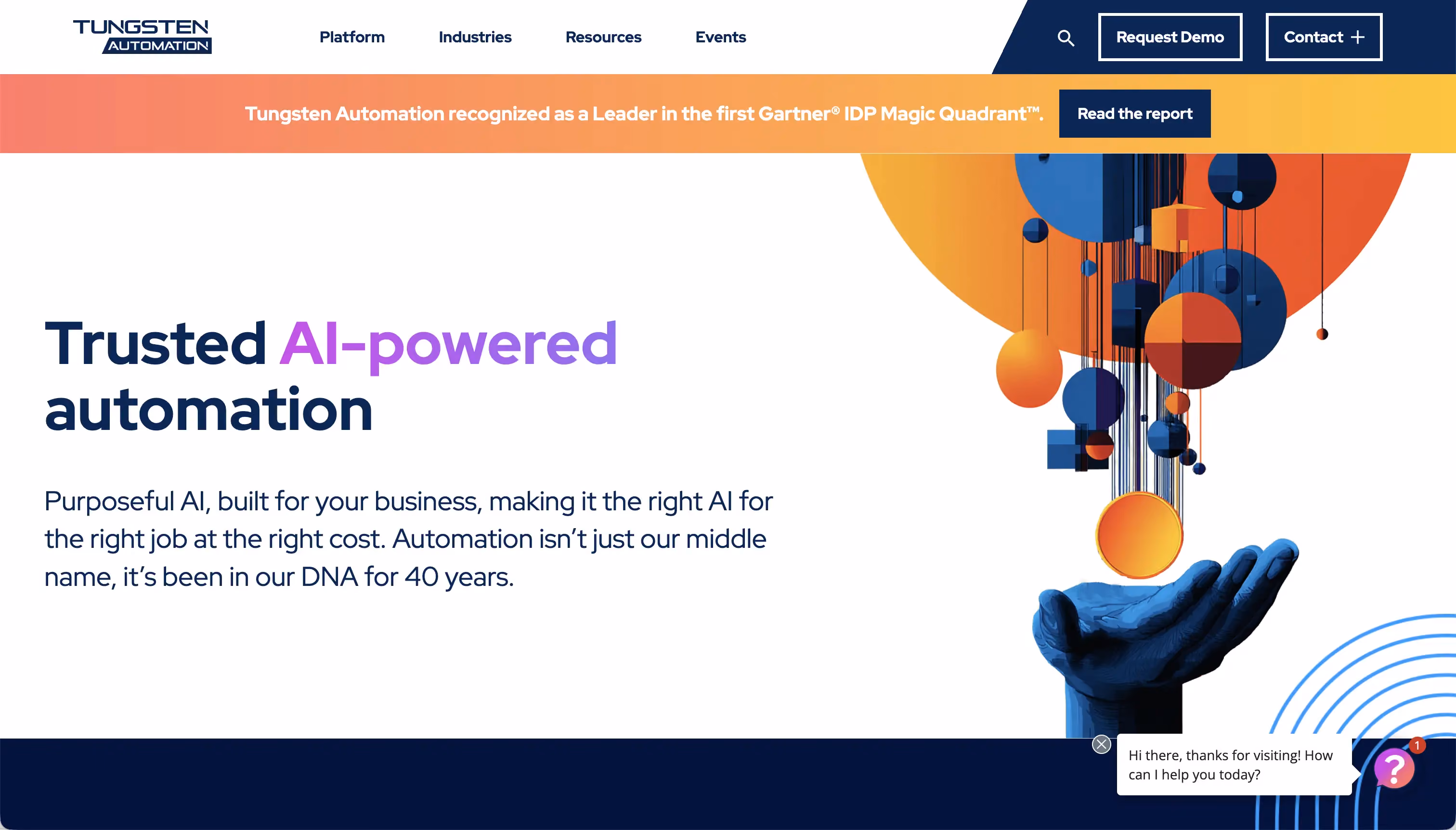 Capture d'écran du site web de Tungsten Automation