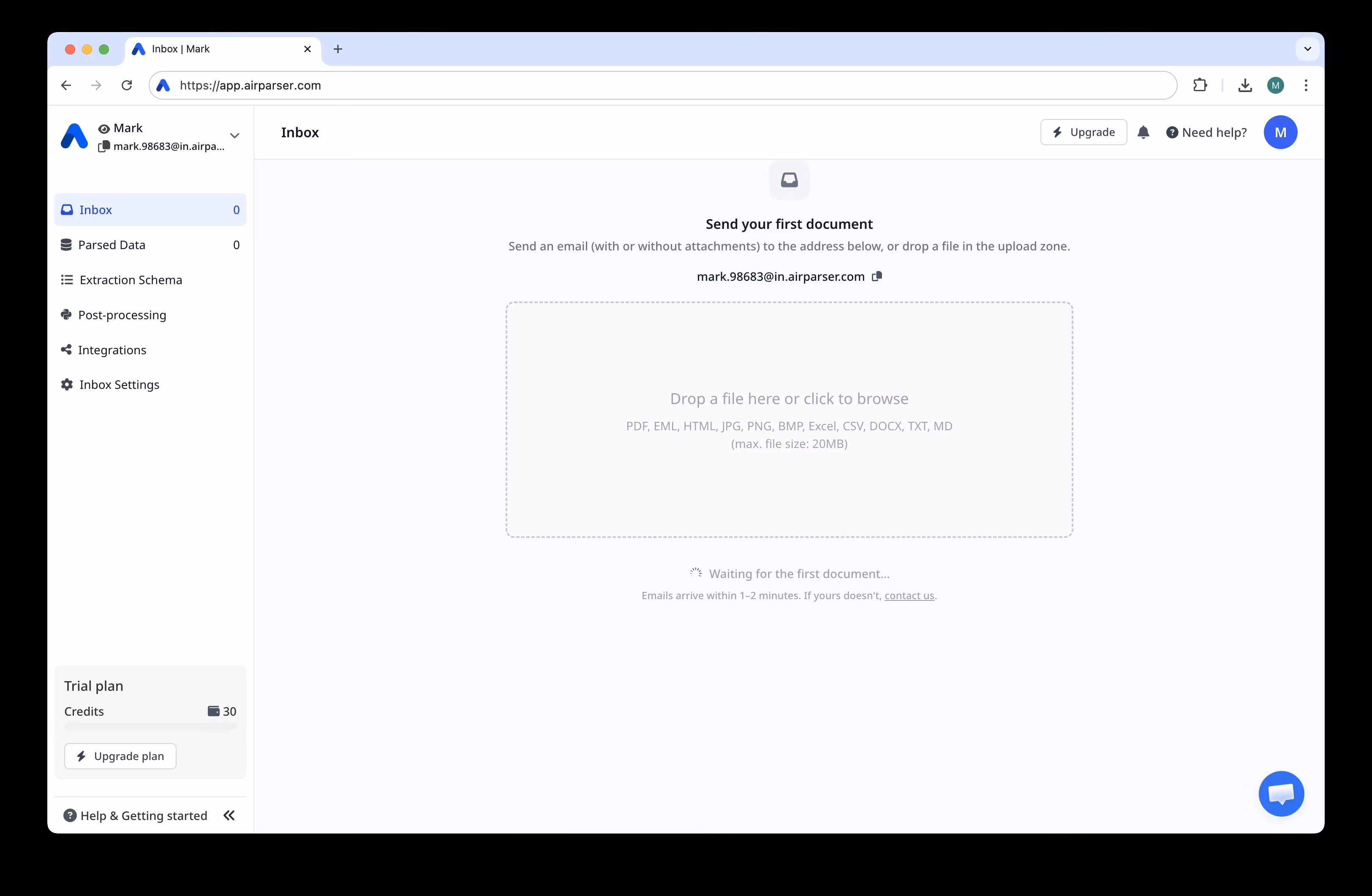 Airparser Dashboard