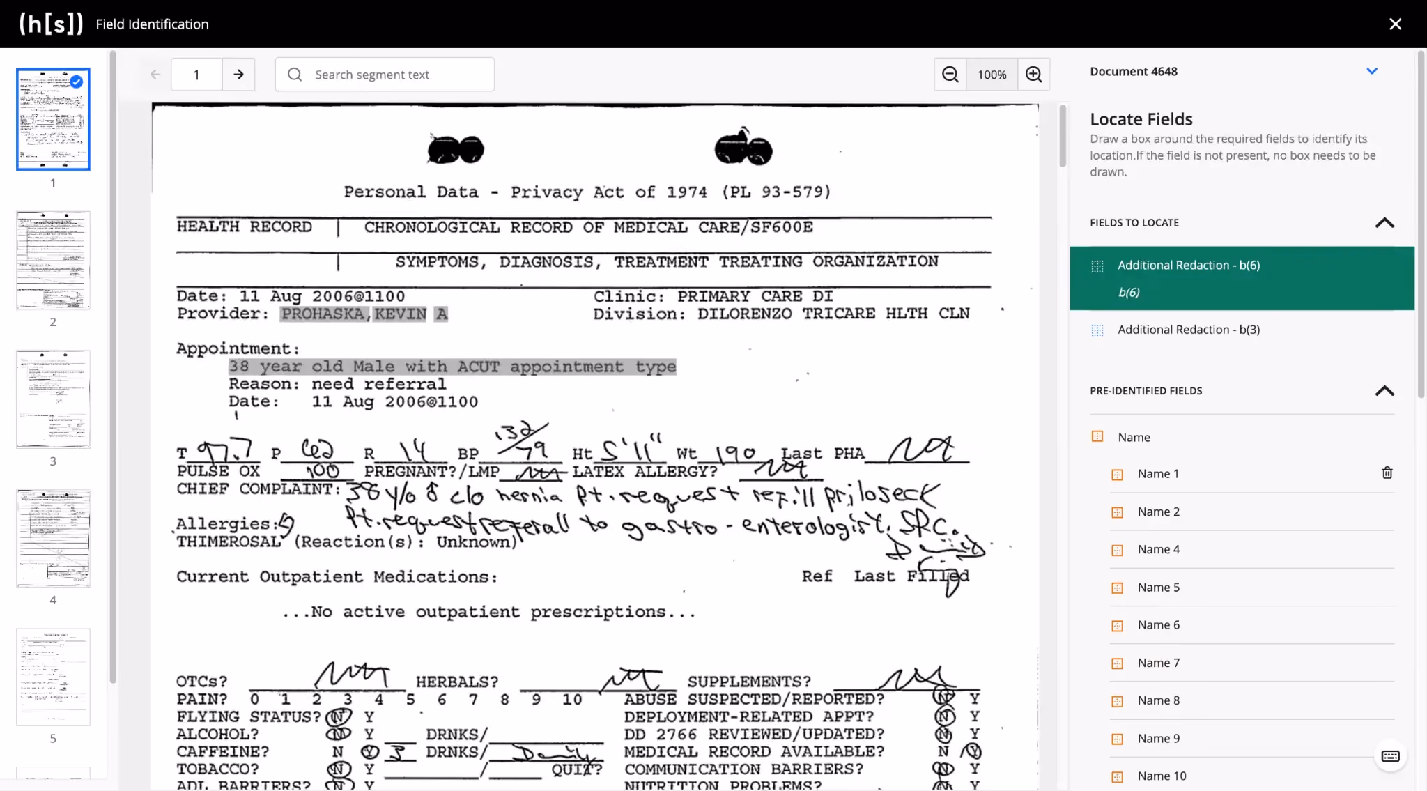 Hyperscience Hypercell document data extraction view