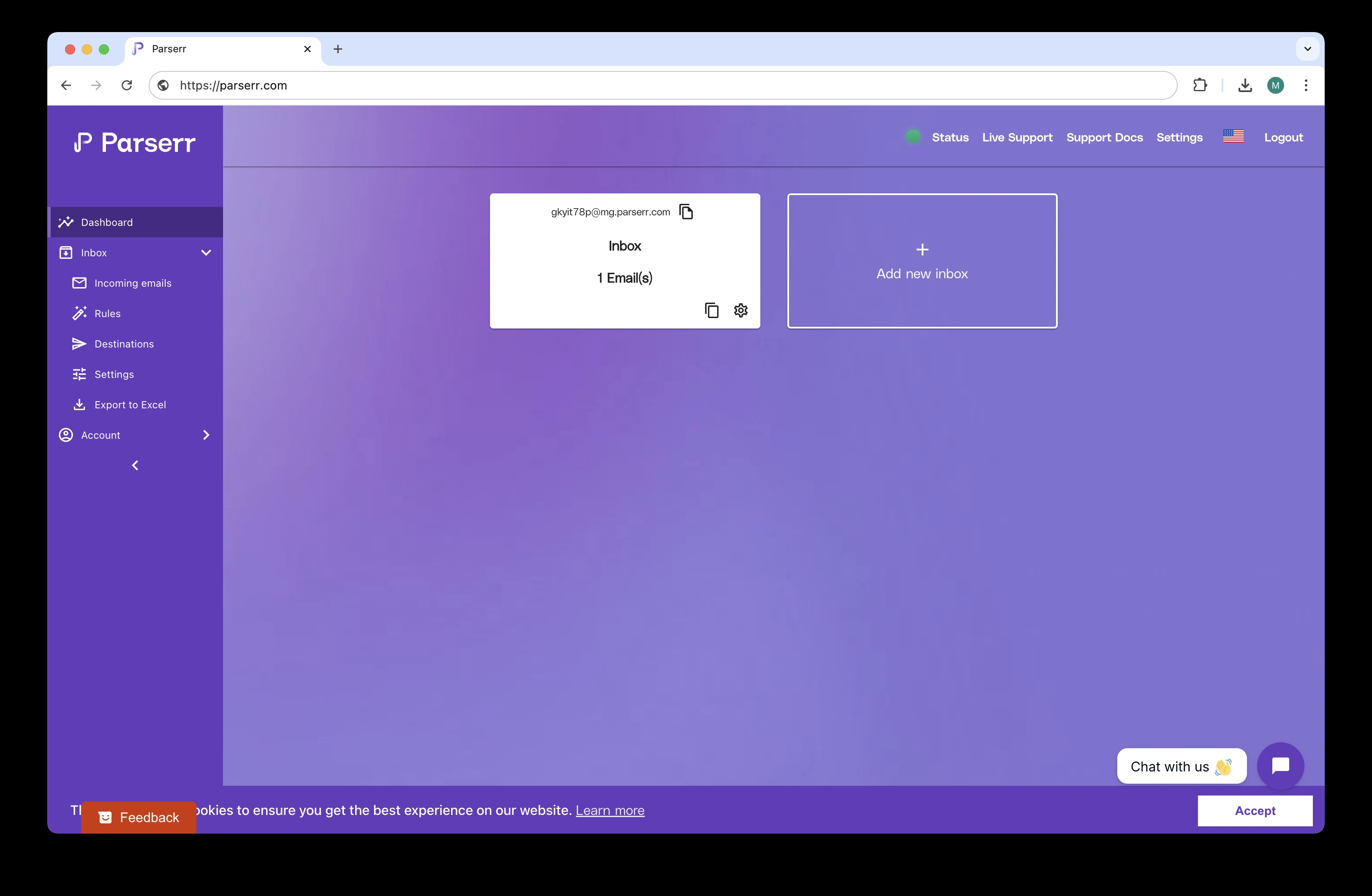 Parserr – Email parsing dashboard