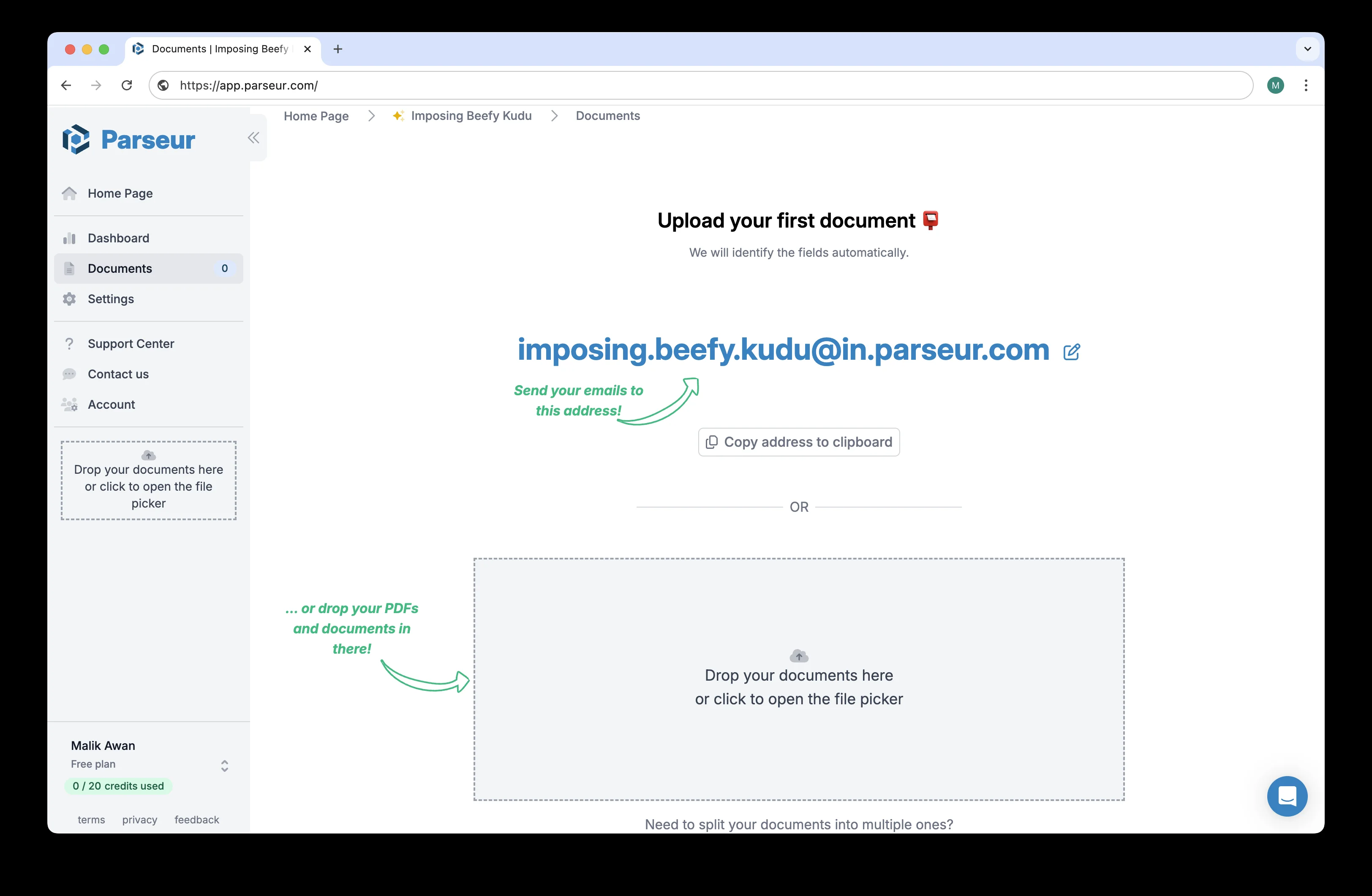 Parseur Dashboard