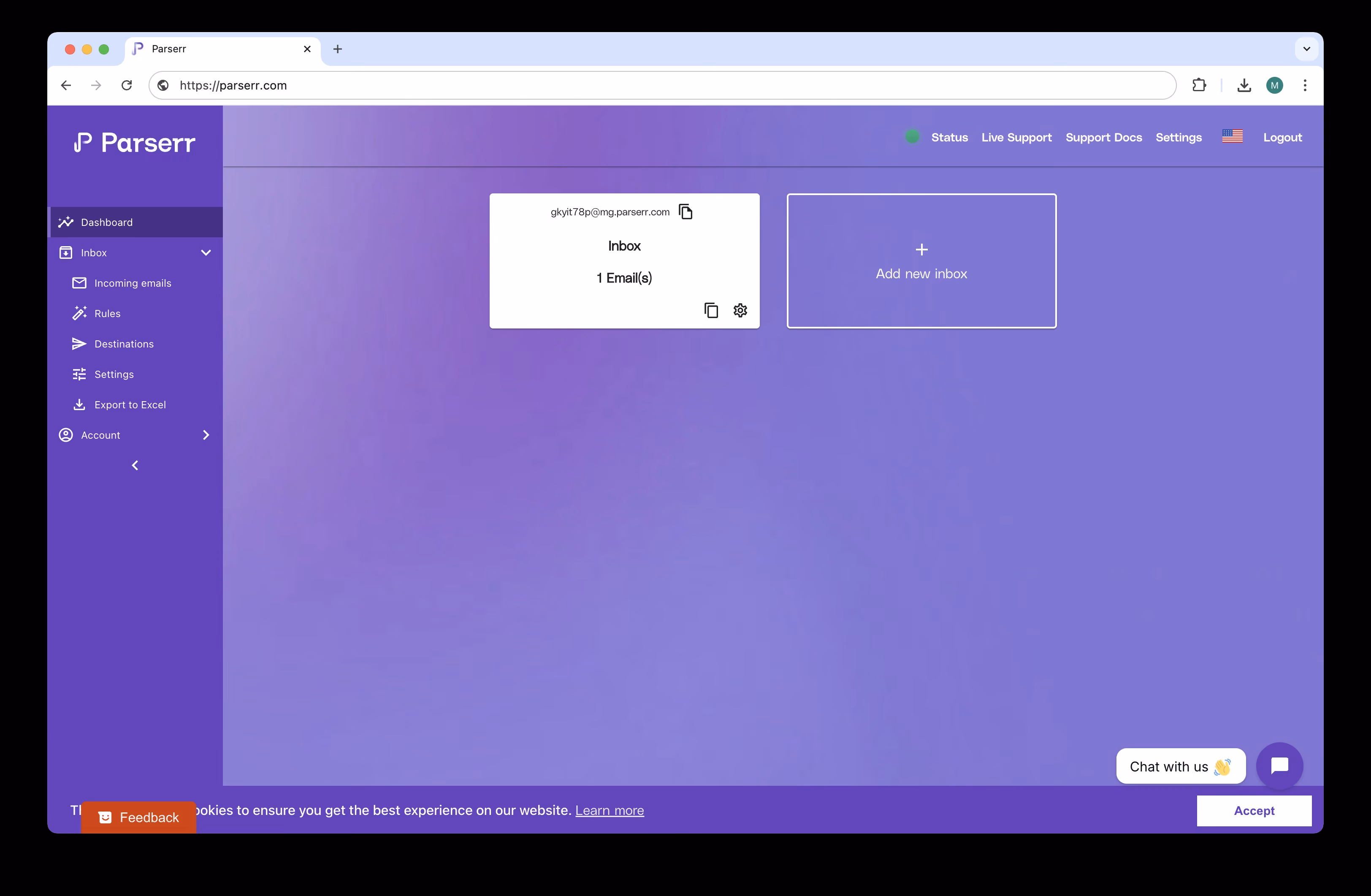 Parserr – Tableau de bord d'analyse d'e-mails
