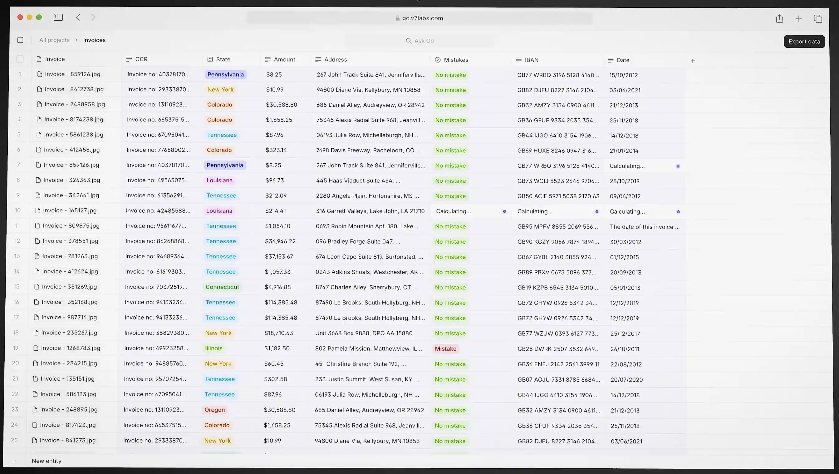 V7 Go Haupt-Dashboard-Ansicht