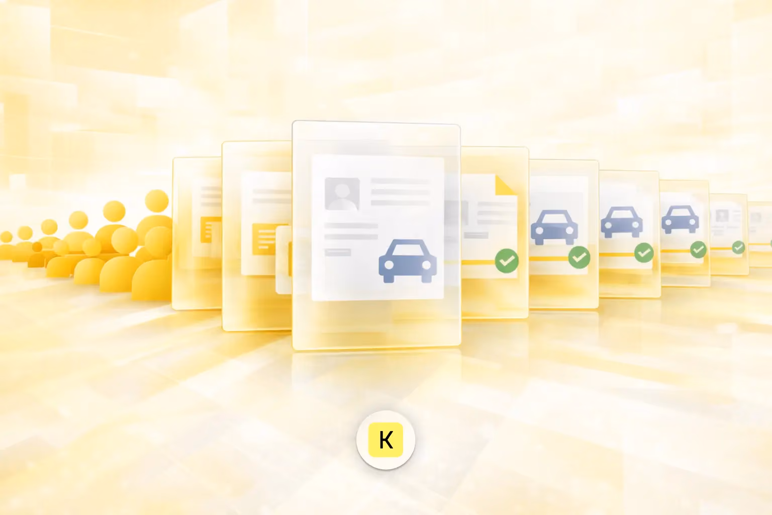 Premium illustration showing the complexity of scaling driver onboarding, with document overload on one side and a modern, structured onboarding workflow on the other.