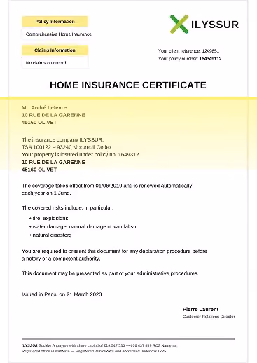 scanned insurance certificate