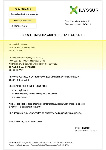 scanned insurance certificate