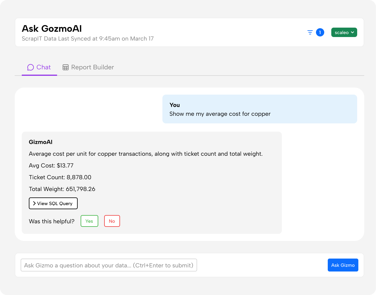 The First AI Analyst for Scrap Yards.