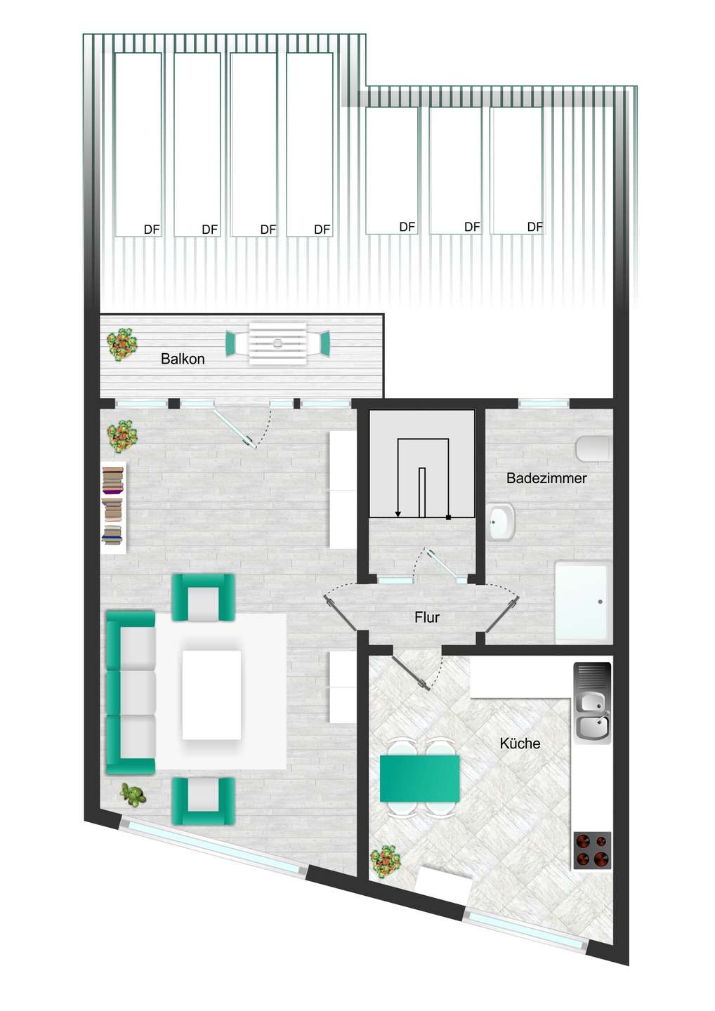 Grundriss Obergeschoss WE 2
