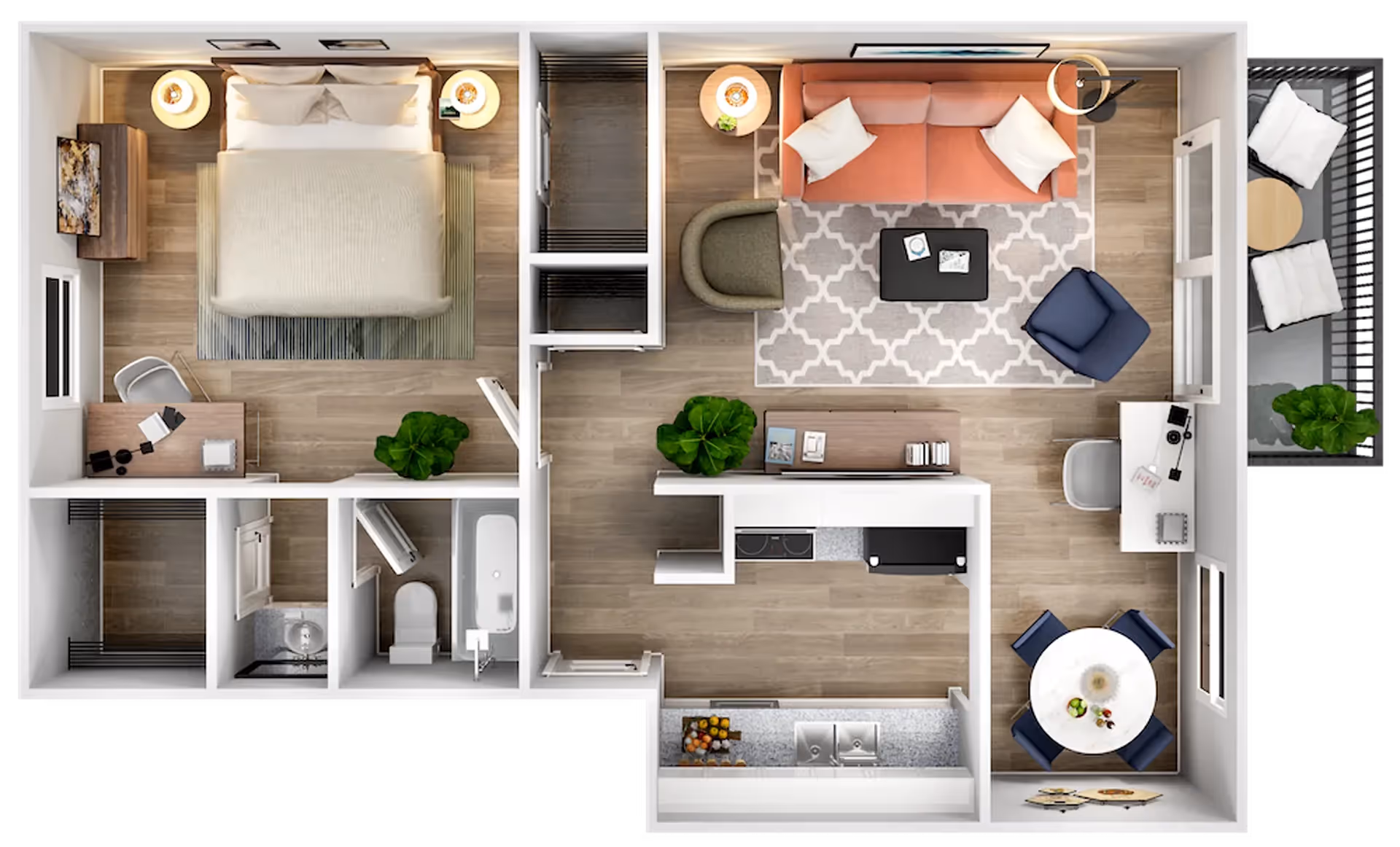 One Bedroom | One Bathroom layout