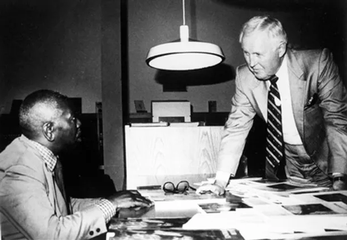 Jacob Lawrence (left) with Clifton Johnson, Executive Director of the Amistad Research Center