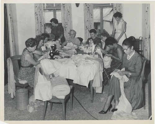 Bonita Valien n Nigeria organizing women sewing for hospital group Bonita organized in 1960