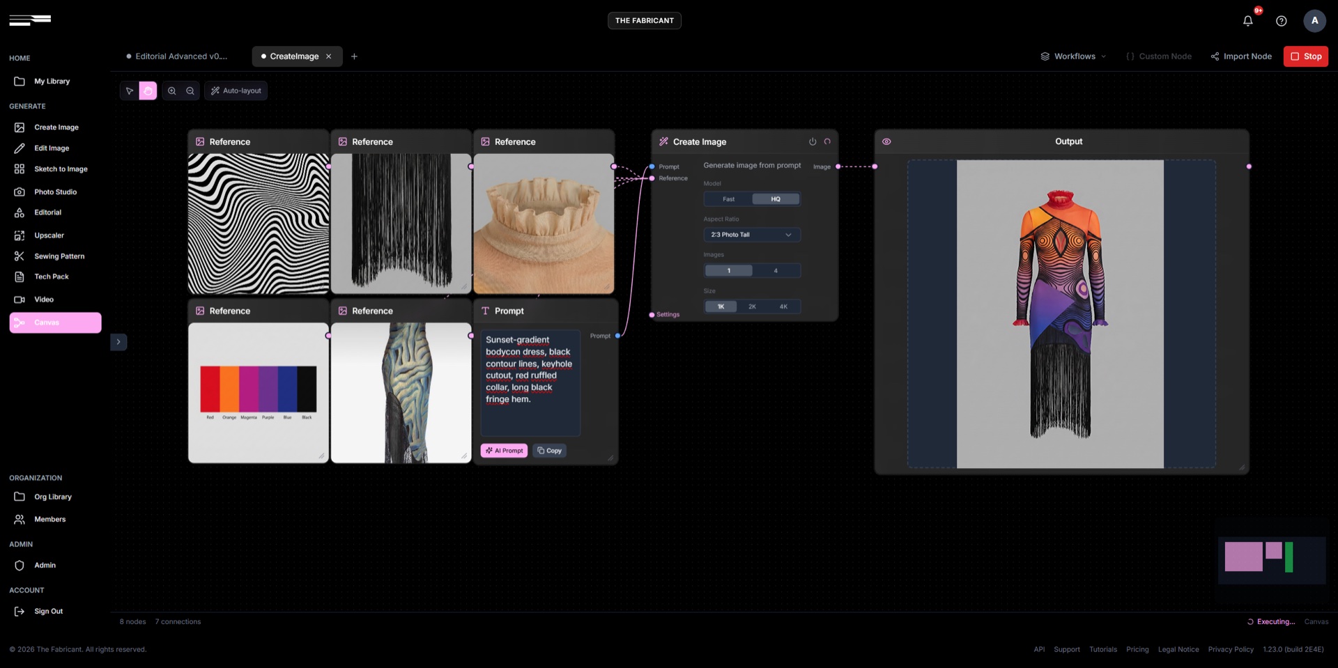 The Fabricant Intelligent Tools canvas, building the campaign image from references and the design file