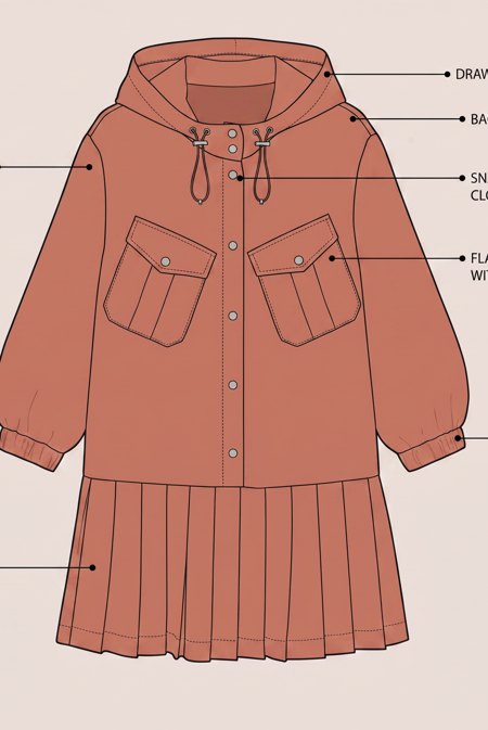 Technical drawing toward the factory file