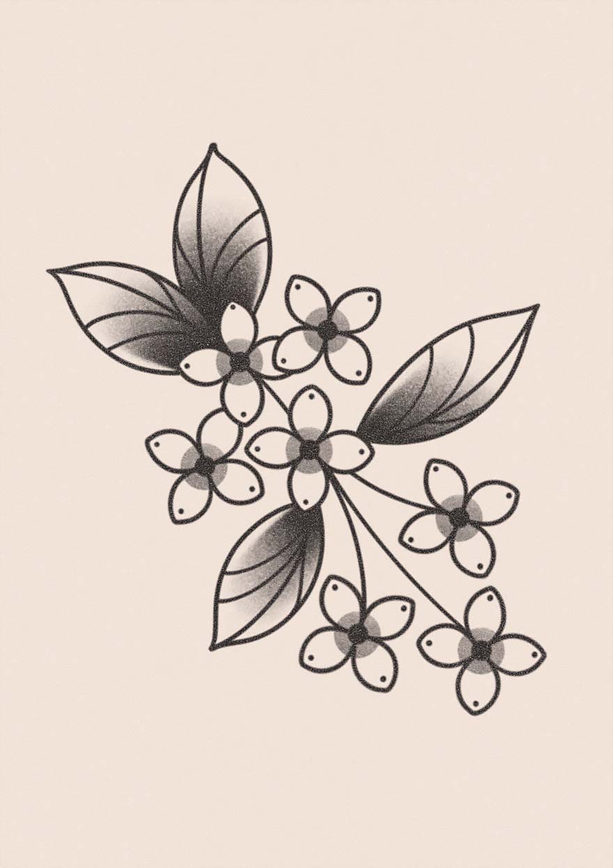 Tattoo design of flowers
