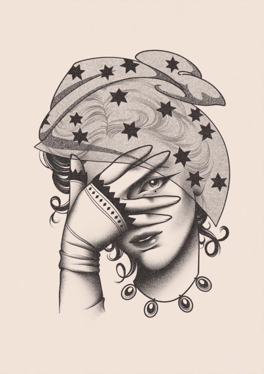 Tattoo design of a woman covering her face