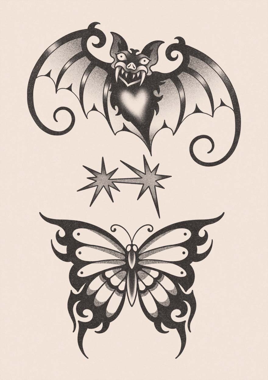 Detailed tattoo design of a harpie bird