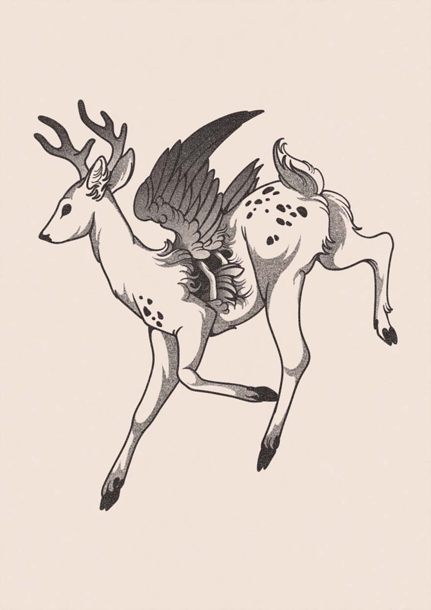Tattoo design of a winged deer