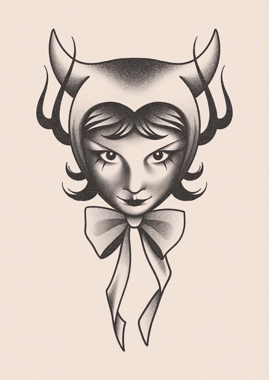 Tattoo design of a devil lady