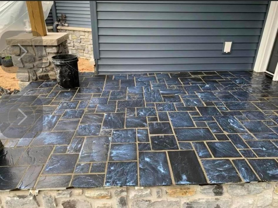 Beautiful marble blue flatstone walkway