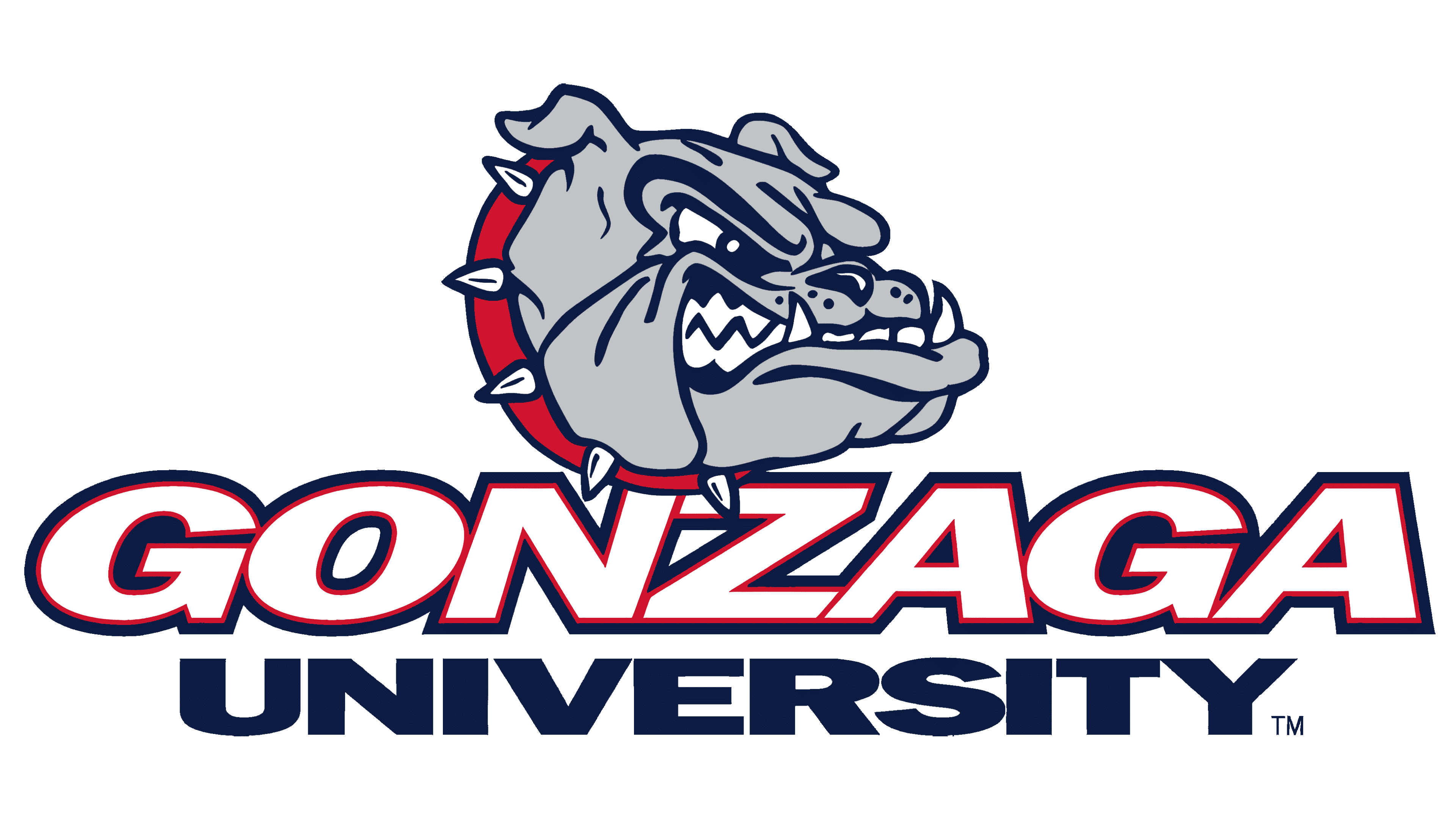 Angry bulldog head above bold text reading Gonzaga University.