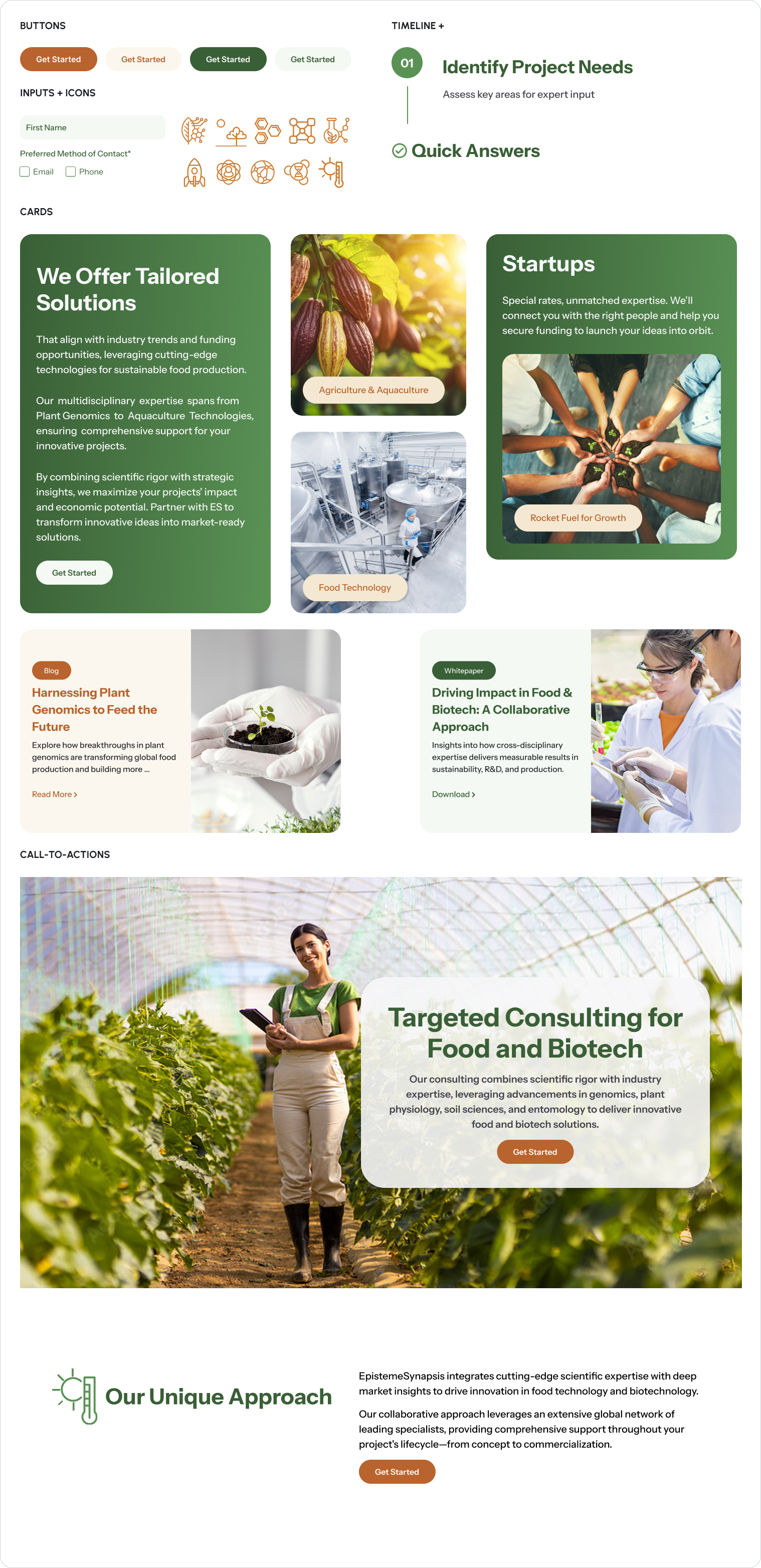 Figma snapshots of modular components.