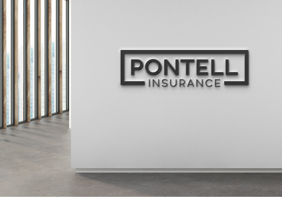 A clean typographic identity built to balance professionalism with approachability. The bold sans-serif conveys stability and trust, while the box frame serves as an abstract umbrella representing Pontell's wide range of coverage.