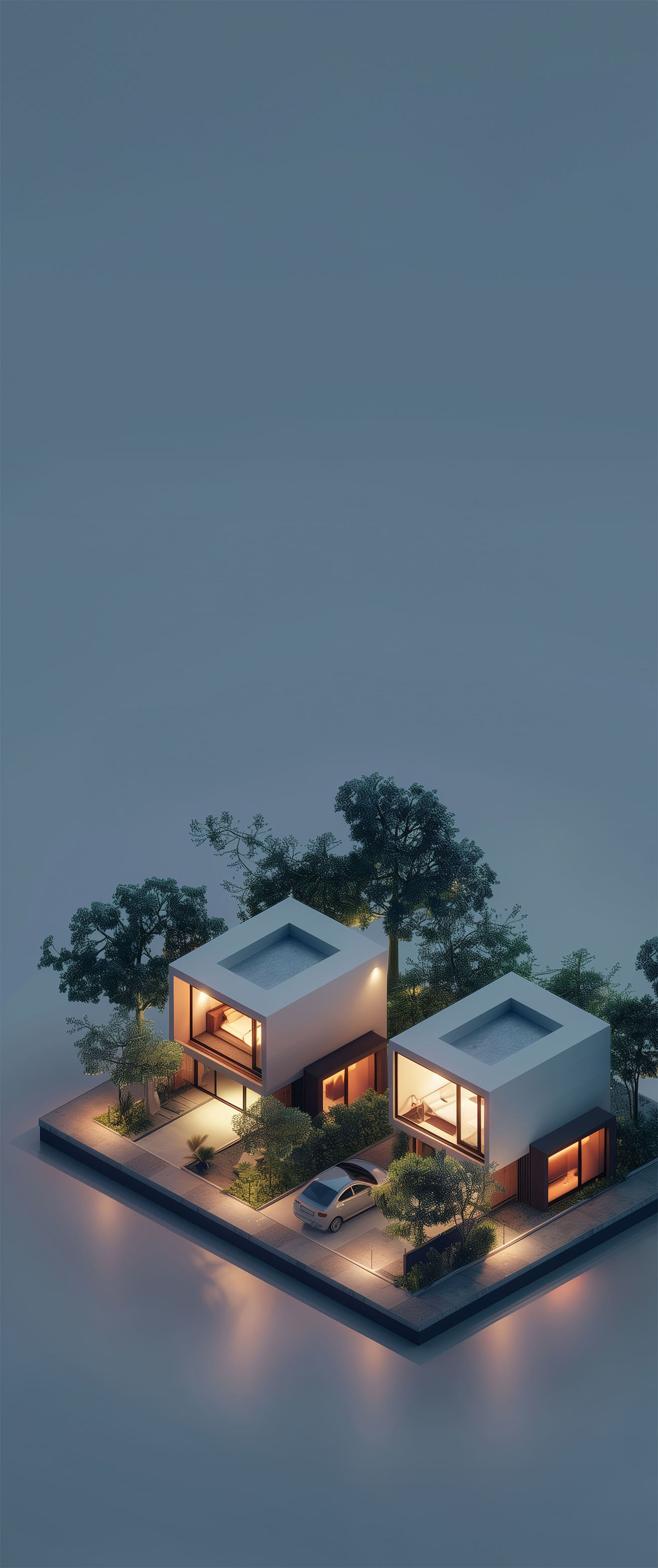 A 3D render of an isometric house