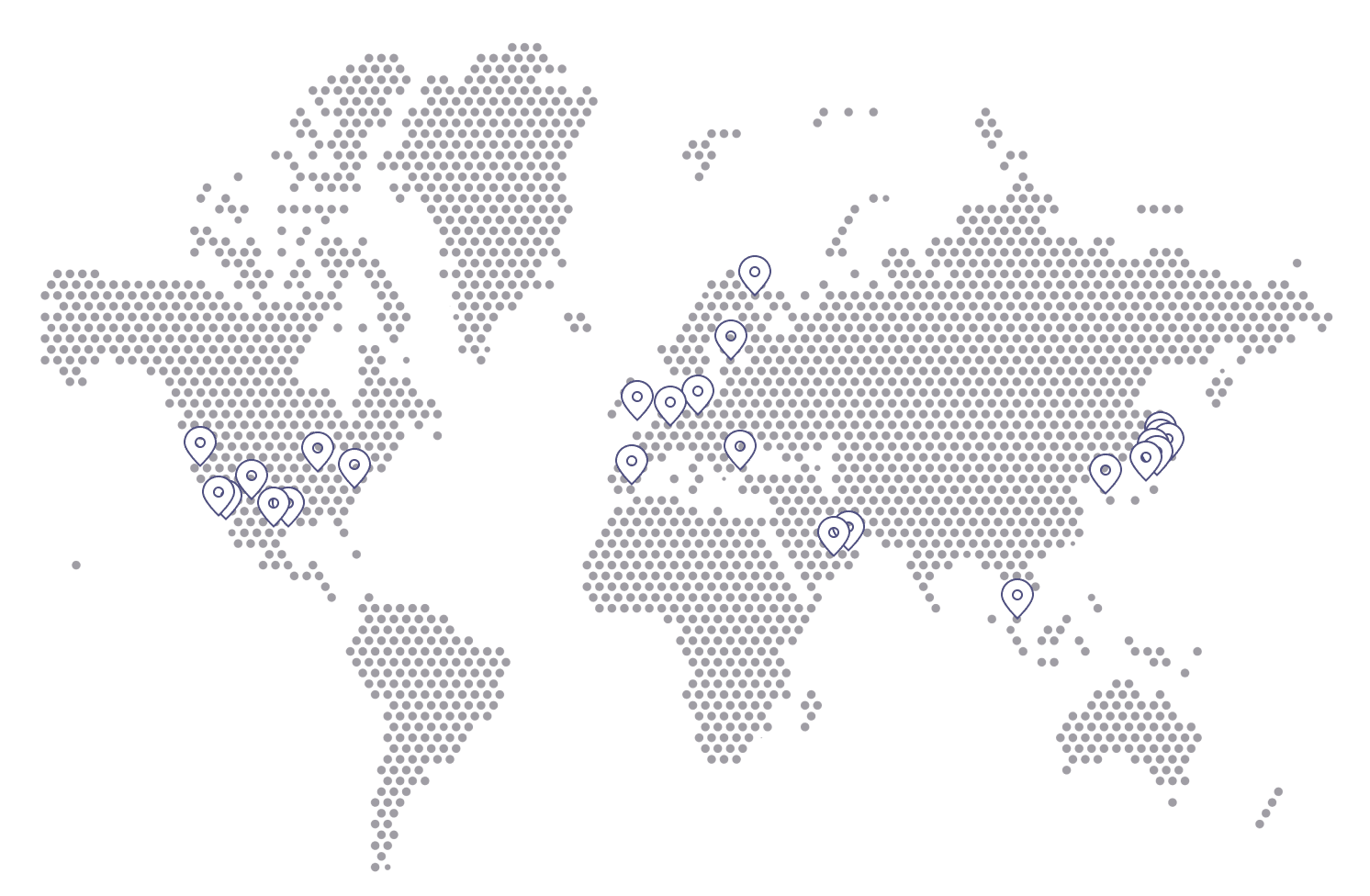 A global map showing deployment locations