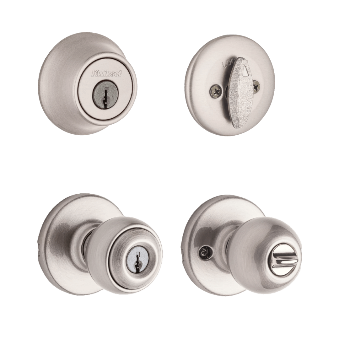 Polo Pin & Tumbler Knob and Deadbolt Keyed One Side