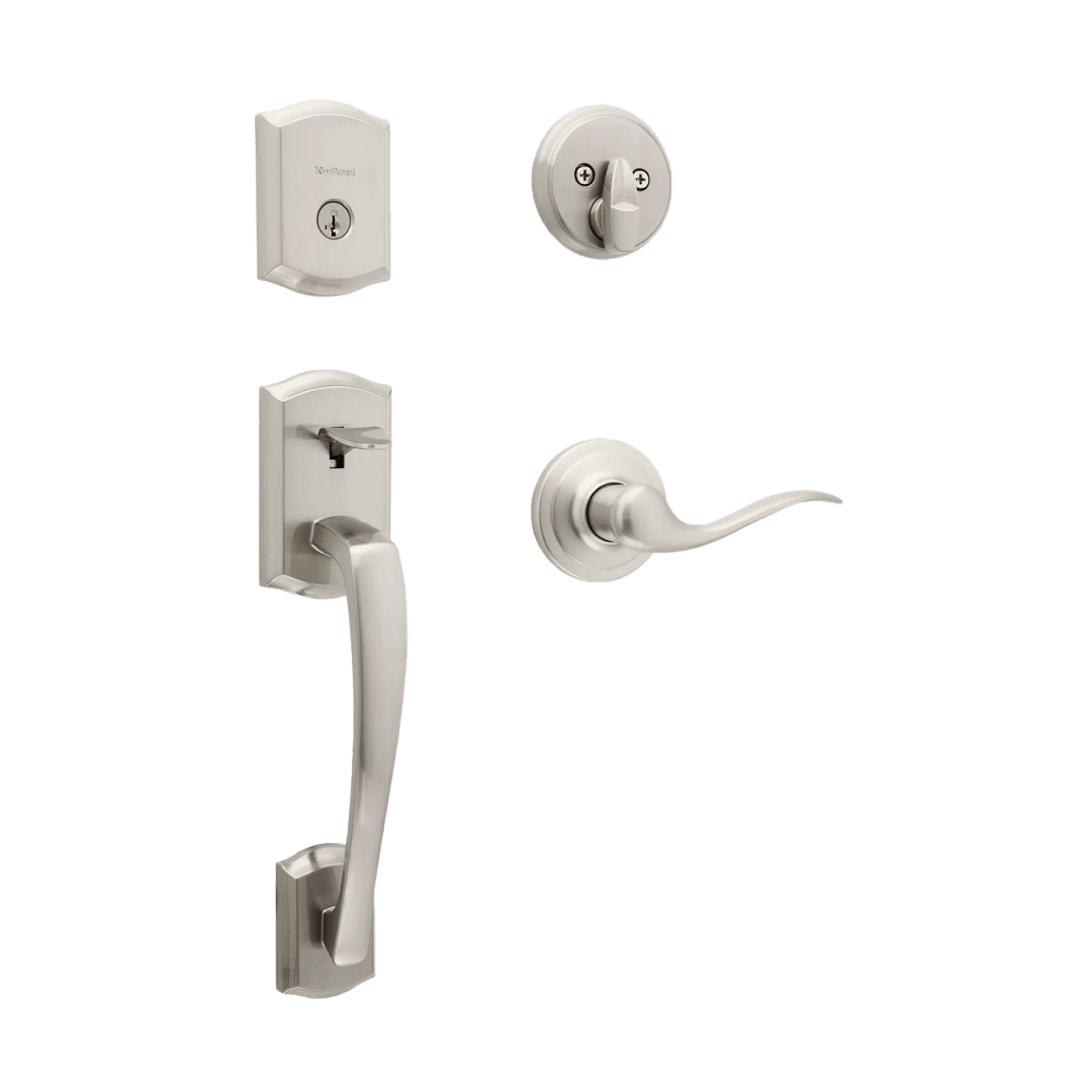 Prescott Handleset with Tustin Lever - Deadbolt Keyed One Side with SmartKey