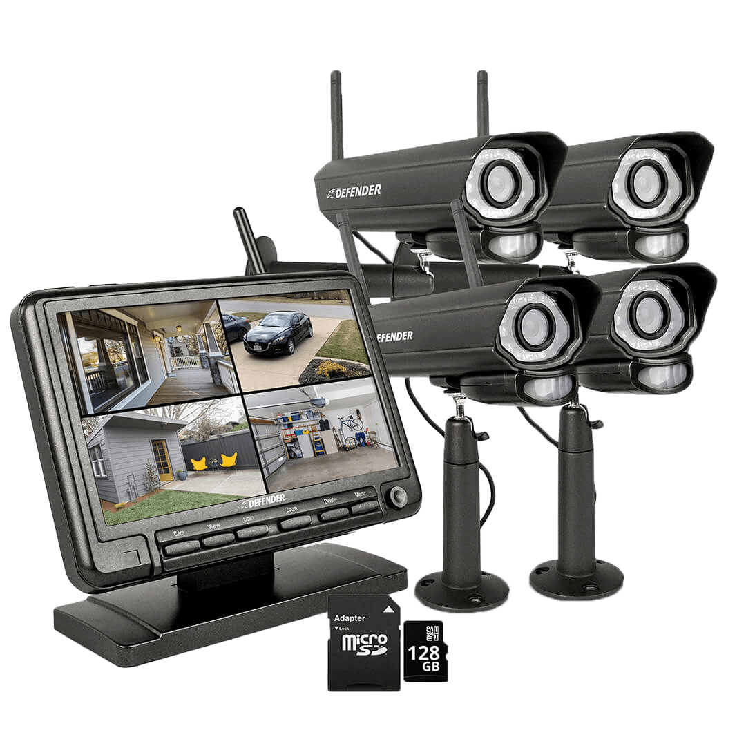 PhoenixM2 Non-WiFi. Plug-In Power Security System with 4 Metal Cameras