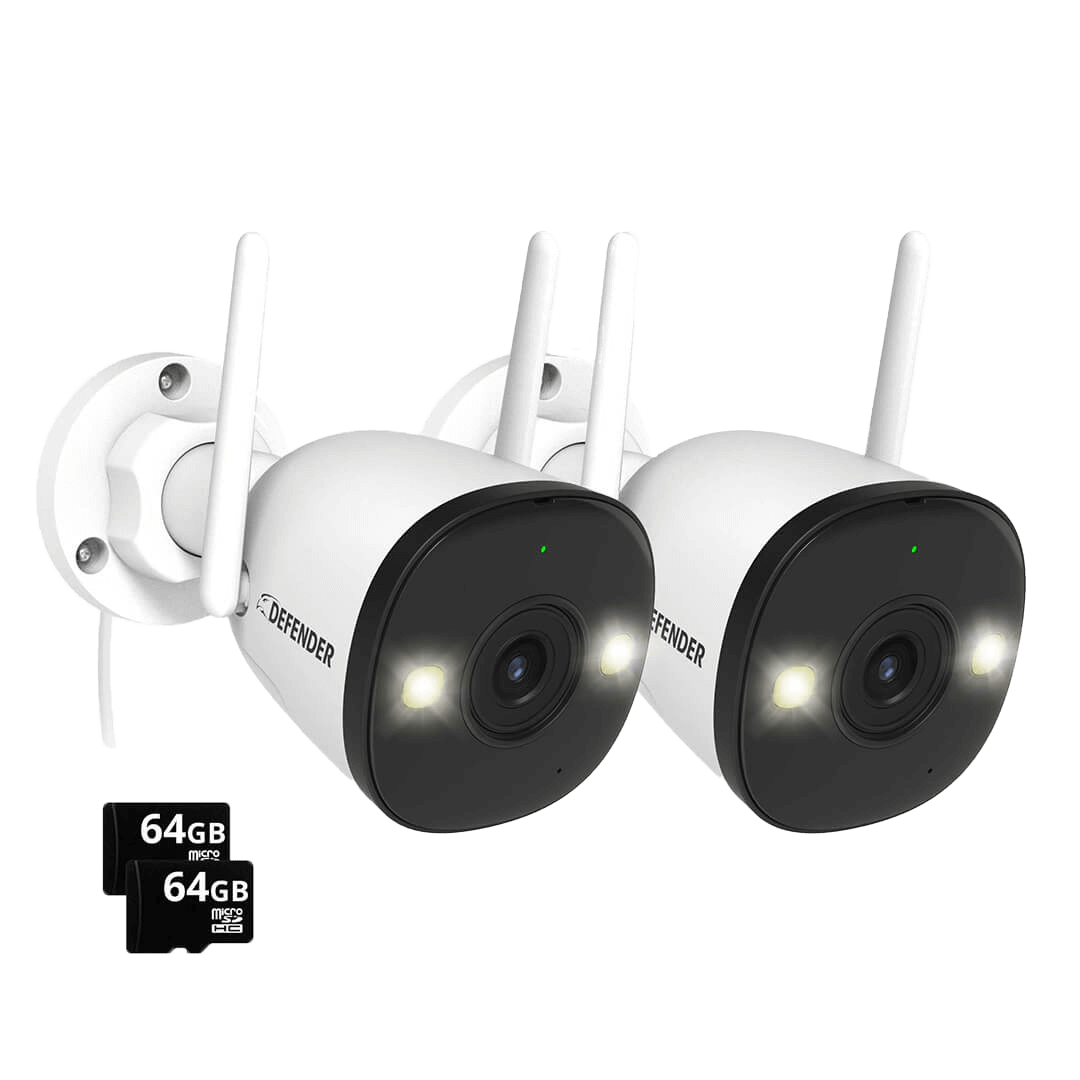 AI POWERED 4K Guard Pro Wi-Fi 6 Plug-in Security Camera with 64GB SD Card, 2 Pack