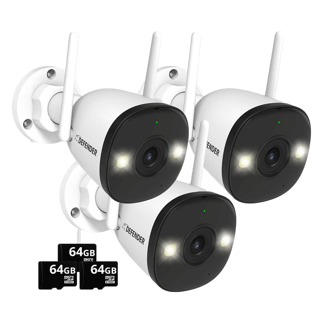 AI POWERED 4K Guard Pro Wi-Fi 6 Plug-in Security Camera with 64GB SD Card, 3 Pack