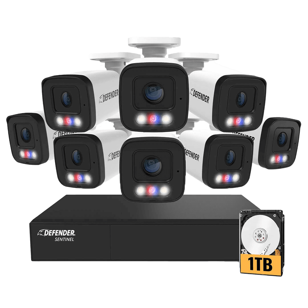 AI POWERED Sentinel 4K Ultra HD Wired 8 Channel PoE NVR Security System, 1TB HDD & 8 Metal Cameras