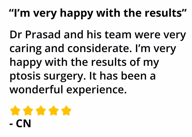 "very happy with my results" - patient review on her wonderful experience with Dr. Prasad