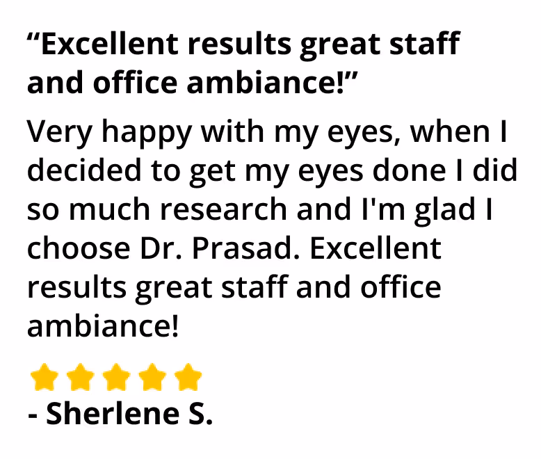 "very happy with my eyes" - patient review on her eyelid bleph experience with Dr. Prasad
