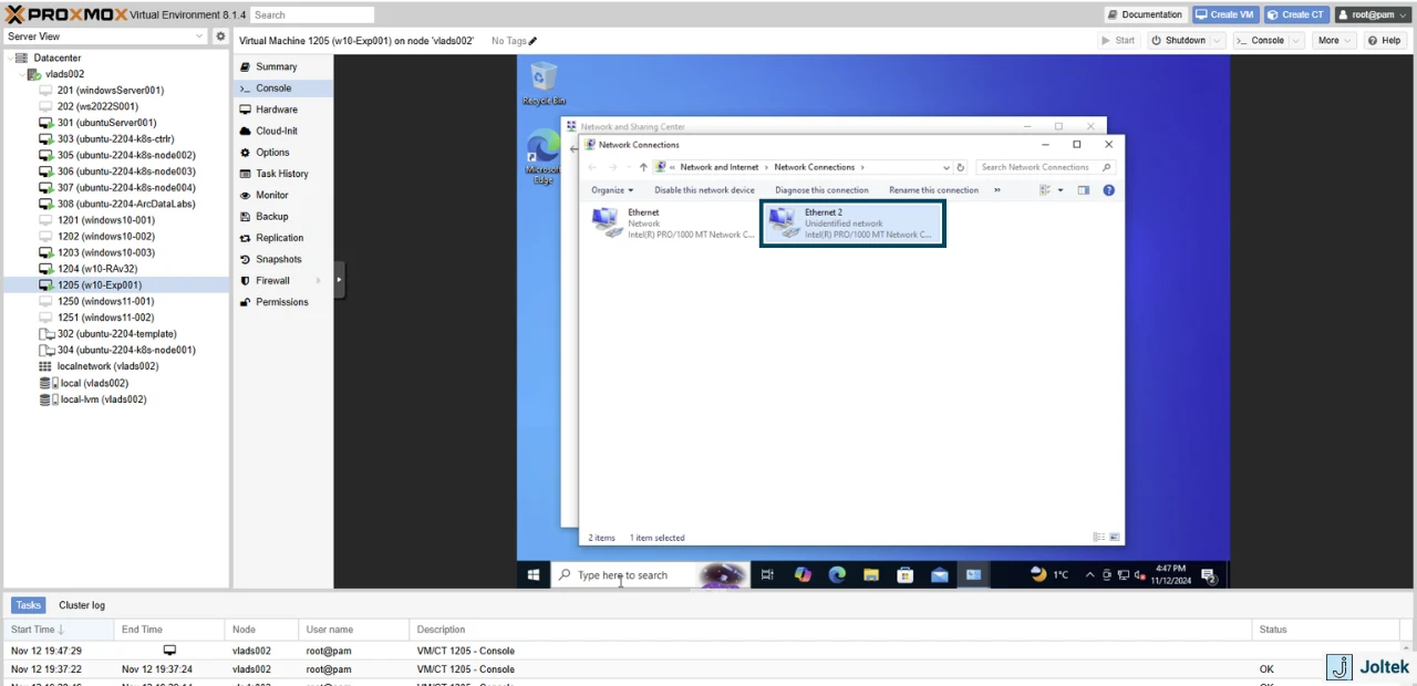 Figure 19 - Installing a Windows VM on a DELL PowerEdge R730xd with Proxmox | Configuring Network Adapter on Windows