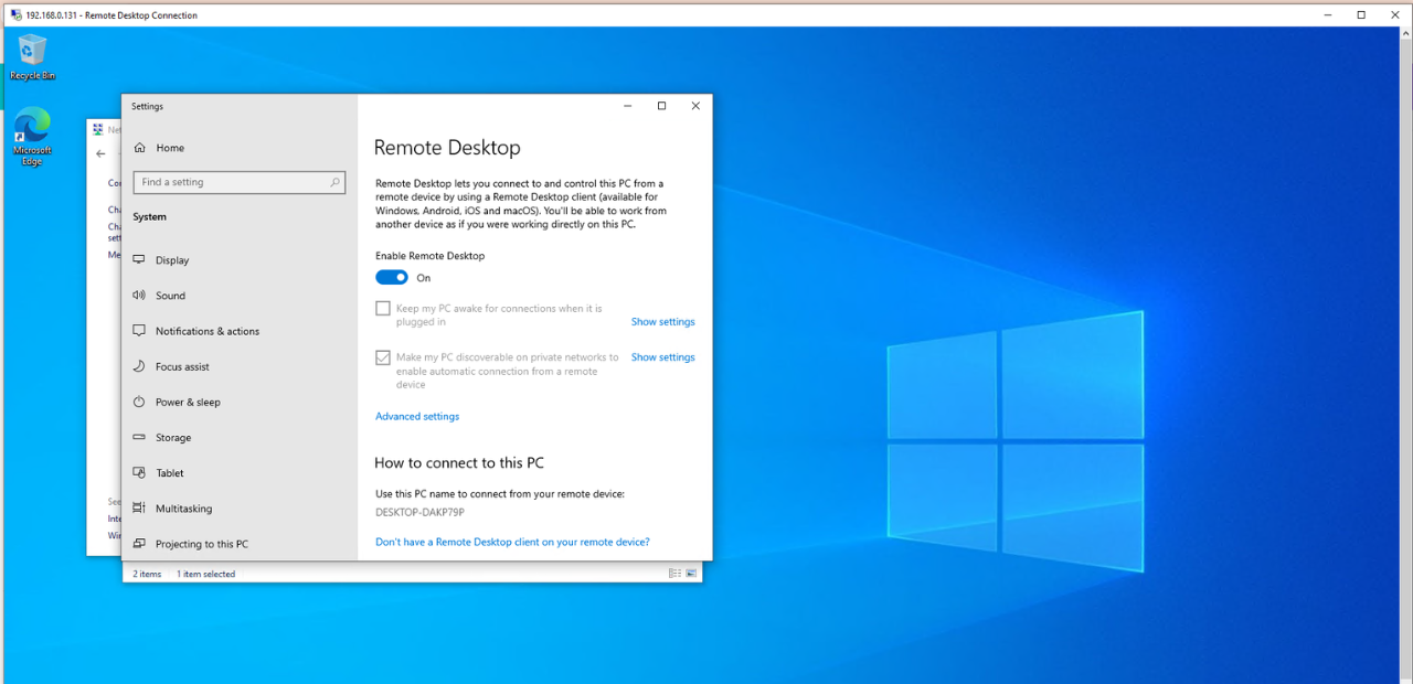 Figure 25 - Installing a Windows VM on a DELL PowerEdge R730xd with Proxmox | Configuring Remote Desktop Access