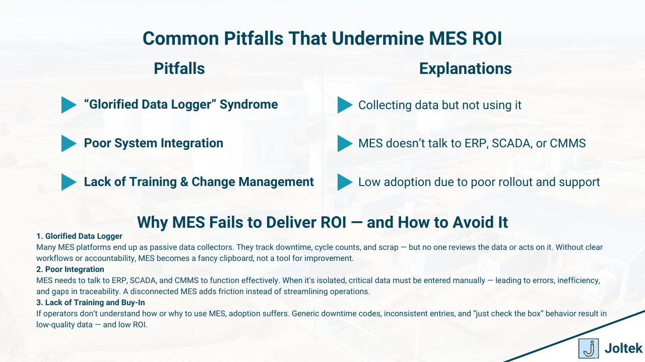 Figure 4 - Understanding MES: Key Features and How They Drive Manufacturing Performance | Common Pitfalls That Undermine MES ROI