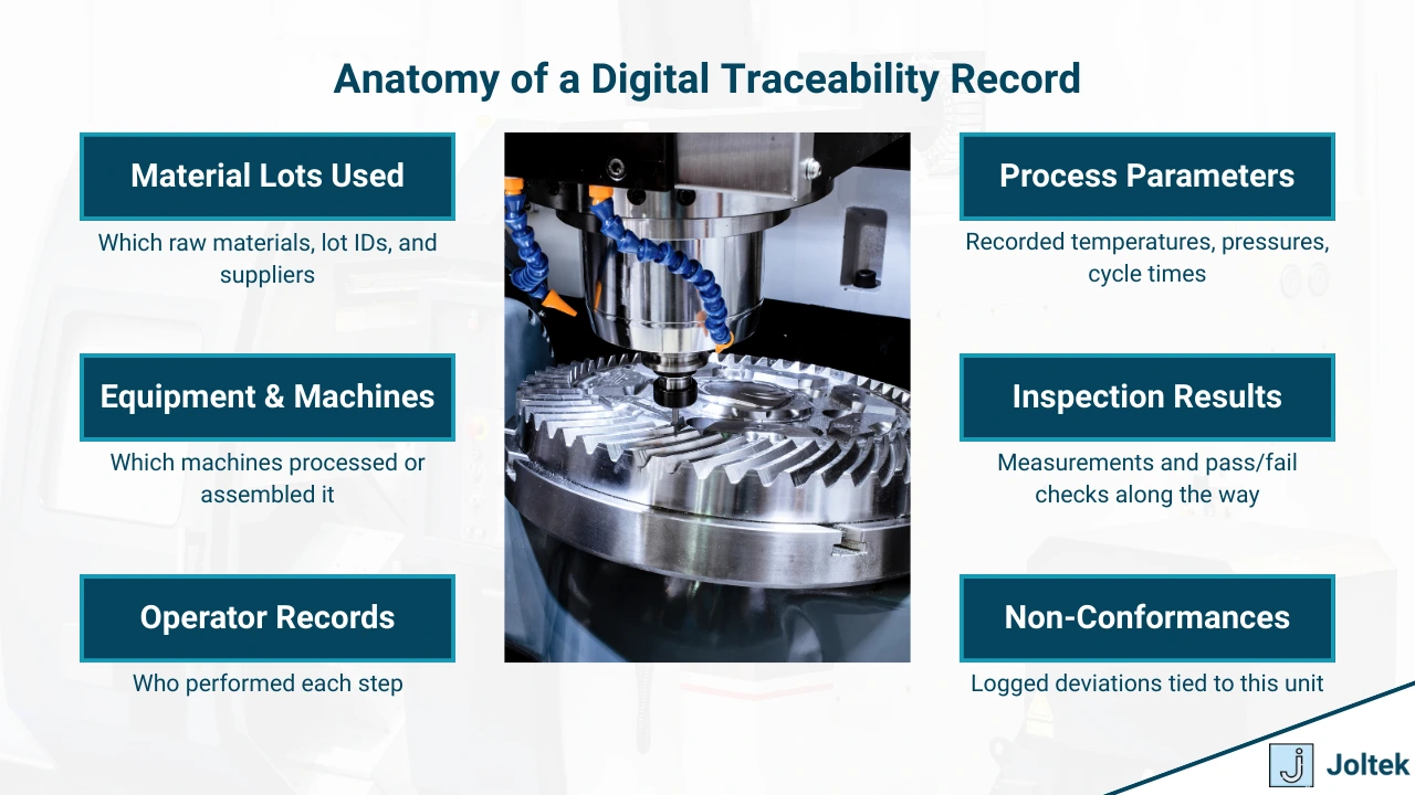 Figure 2 - Building Quality Into Manufacturing: How MES Powers Traceability and Compliance | Anatomy of a Digital Traceability Record