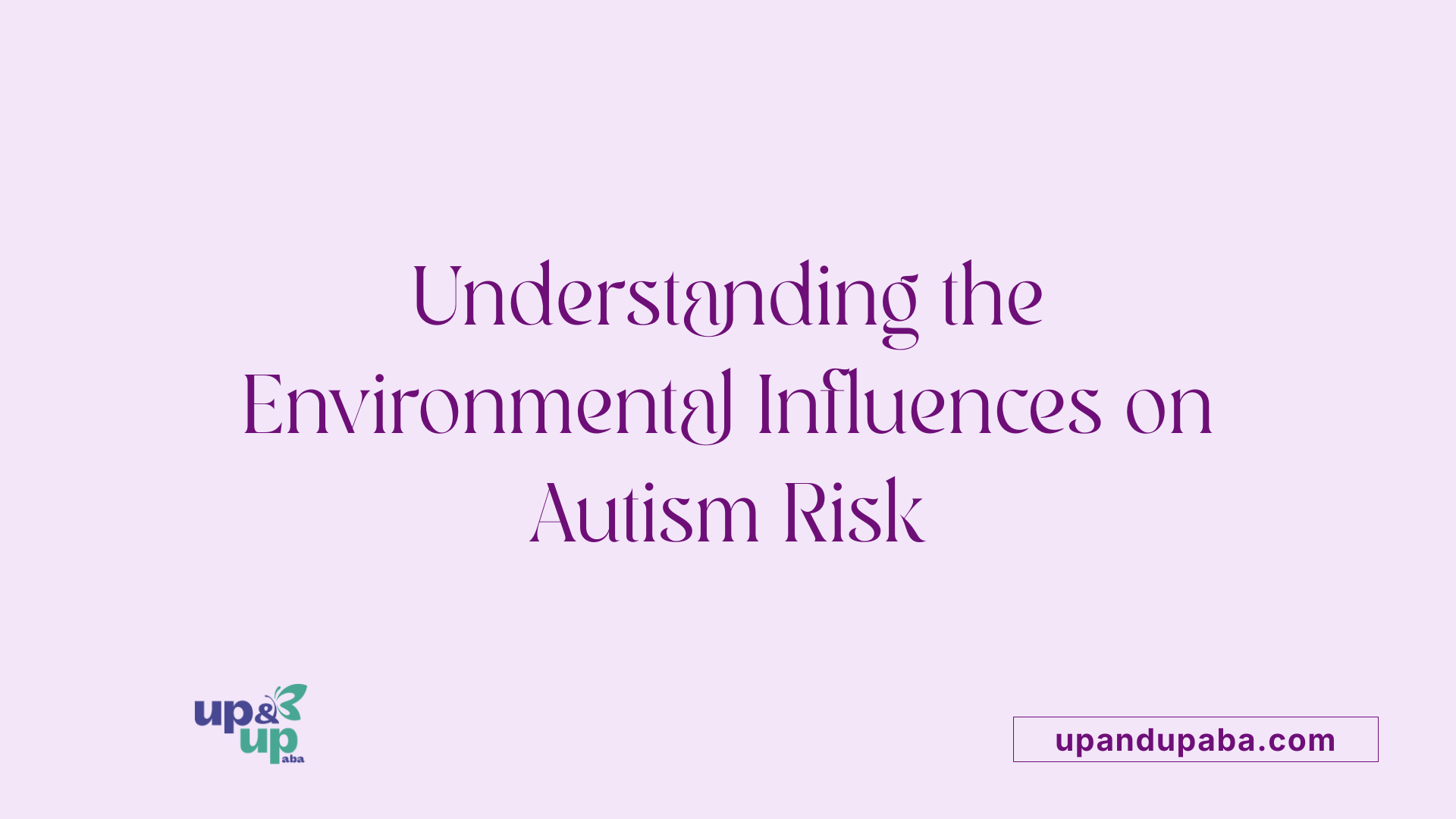 Understanding the Environmental Influences on Autism Risk