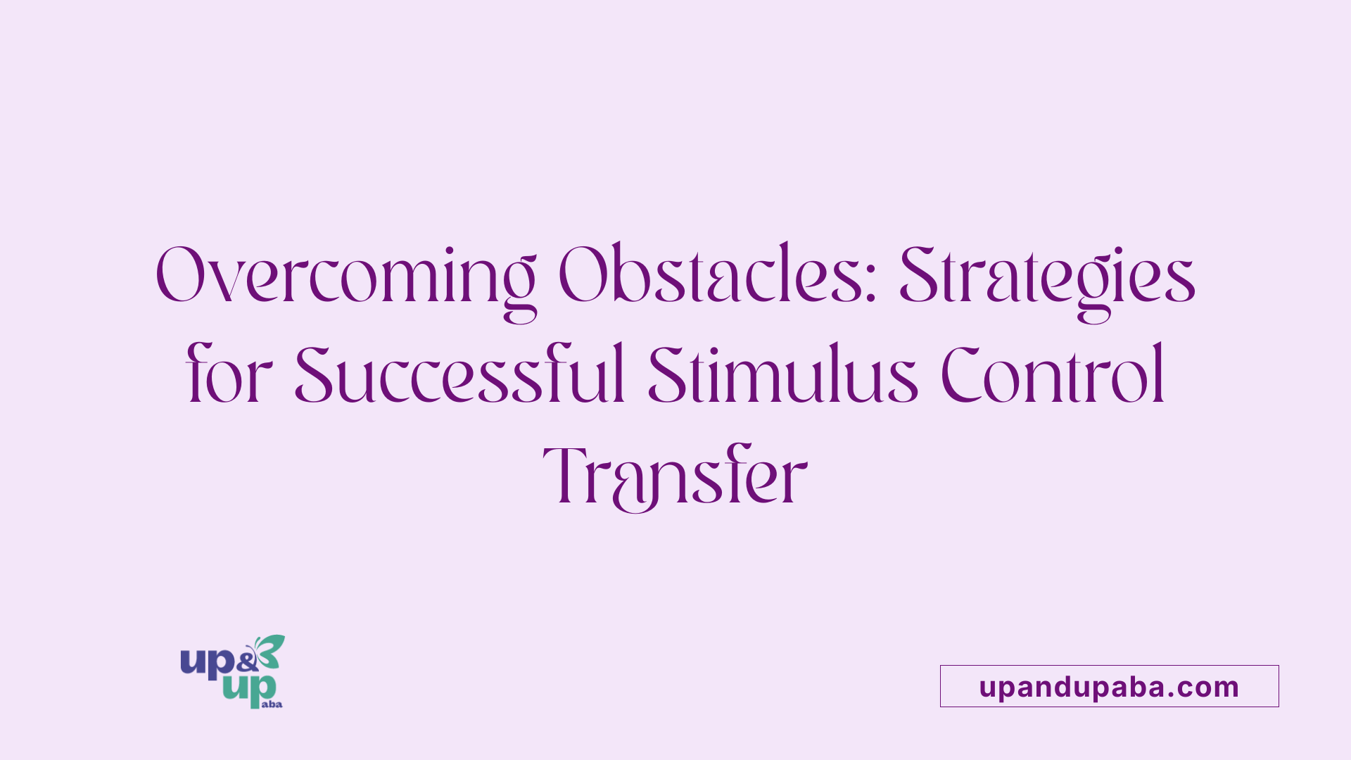 Overcoming Obstacles: Strategies for Successful Stimulus Control Transfer