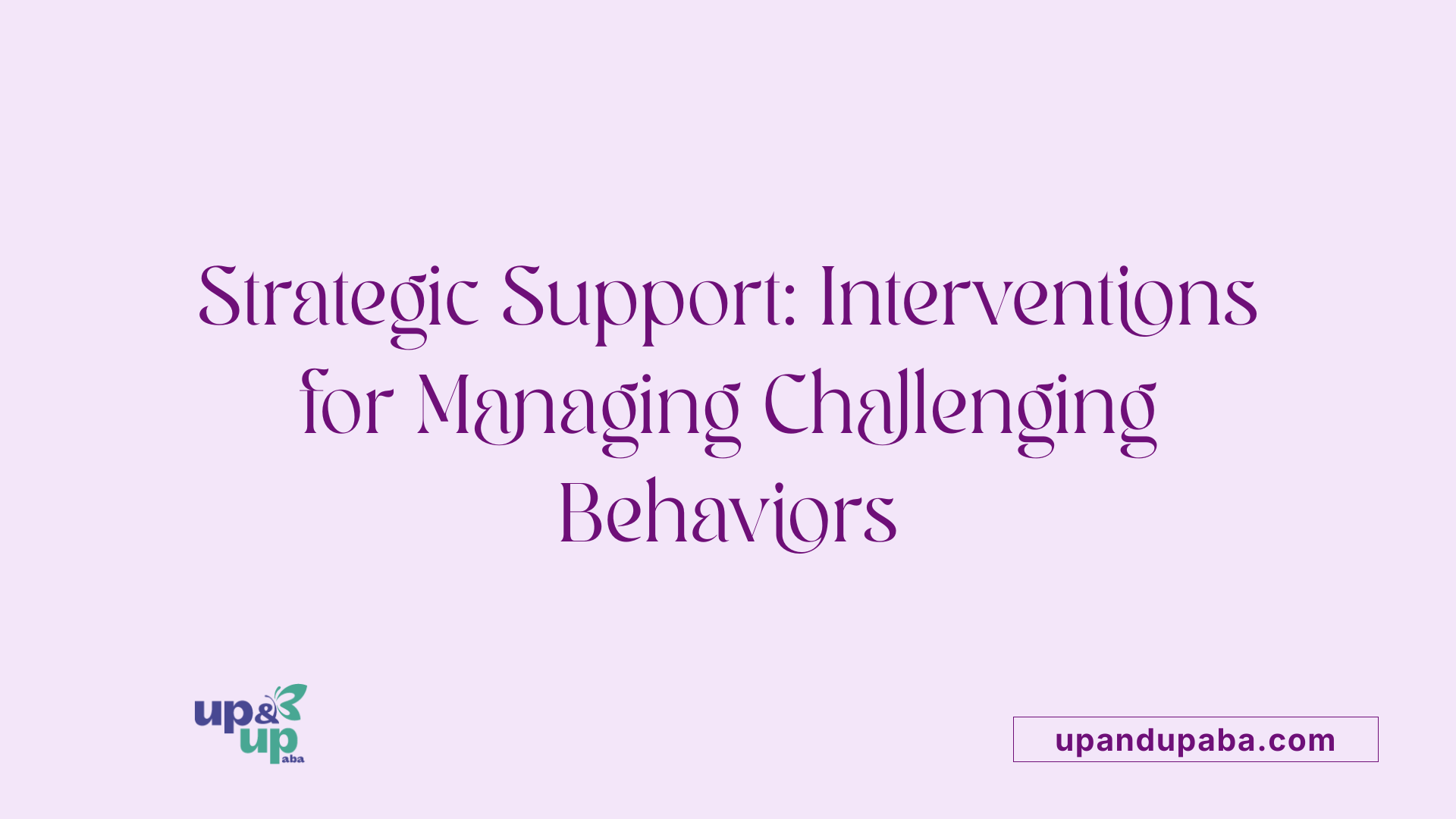 Strategic Support: Interventions for Managing Challenging Behaviors